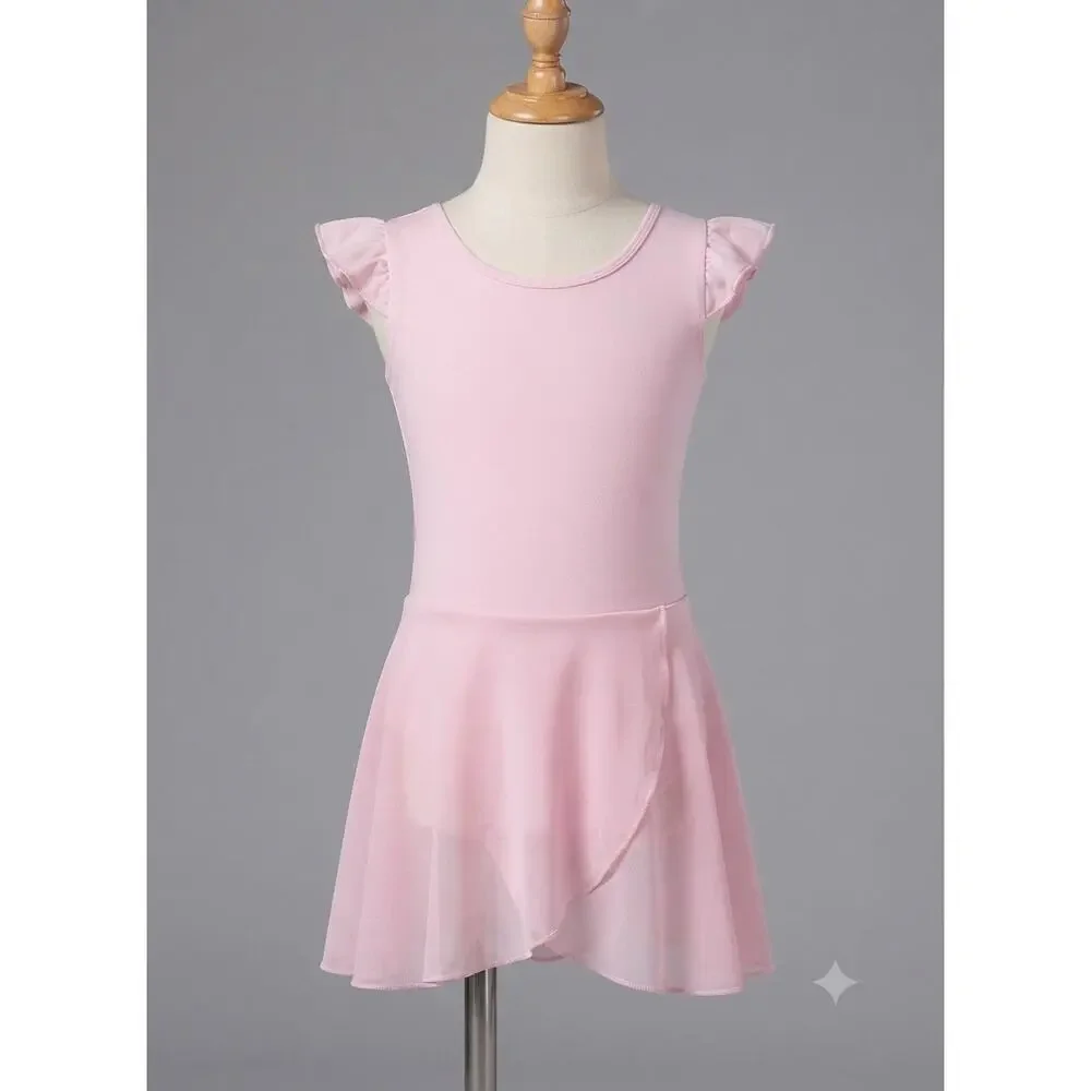 Girls Pink Ballet Leotard Dress Bow Back Mesh Skirt Size XL Youth